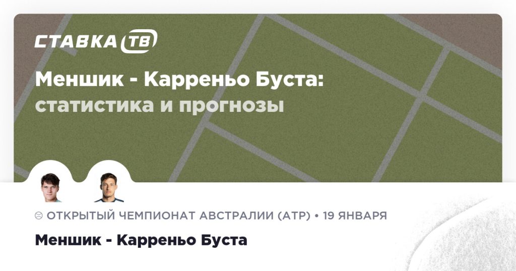 Меншик — Карреньо Буста: прогноз (кэф 1.96) 20 января 2026 | СТАВКА ТВ